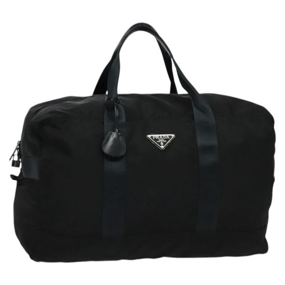 PRADA Boston Bag Nylon Black Silver - Picture 1 of 12